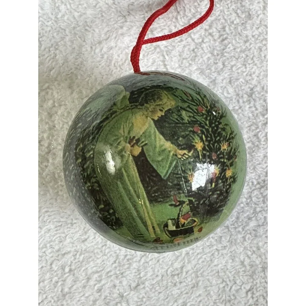 Vintage Decoupage Christmas‎ Ornament Green Victorian Angel